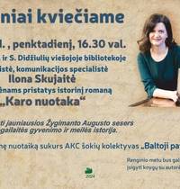 Journalist, communication specialist Ilona Skujaitė will present the historical novel "War Bride" to the citizens